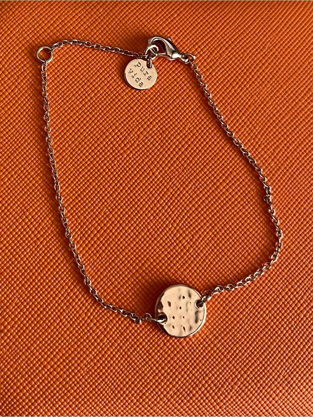 Pura Vida Rose Gold Hammered Coin Bracelet